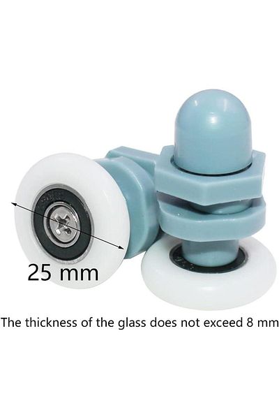 BOEM Set of 10 shower door rollers, Abs/Stainless Steel, 25 mm, White/Blue