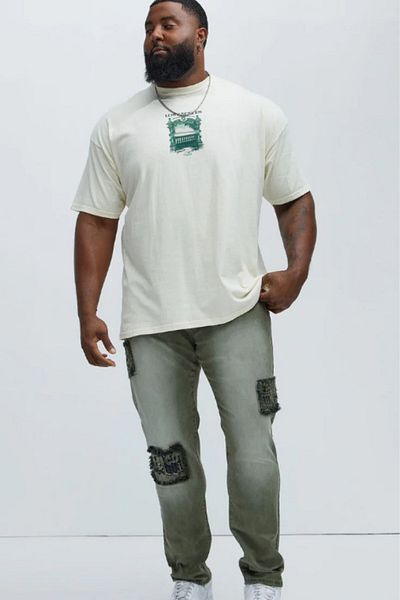 The Champ Clothing Ανδρικό μπλουζάκι μεγάλου μεγέθους 100% βαμβάκι Λος Άντζελες με στάμπα λευκό oversize καλοκαίρι