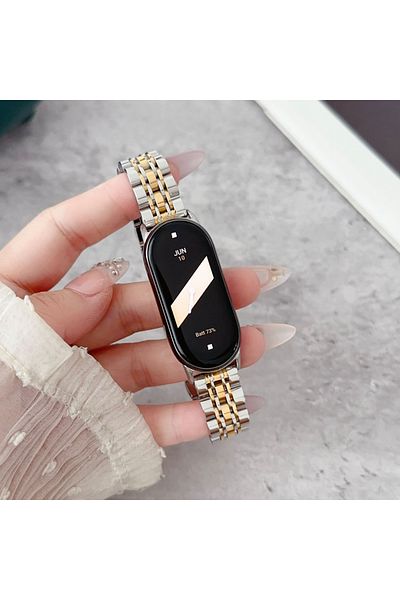 Choice Mi Band 8 Silver Gold Bands for Smart Mi Band 8 Bracelet with Link Removal tool Metal Wristband Stra