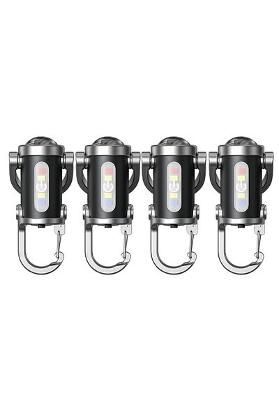 Heinast black 4PCS LED Keychain Flashlight Multifunctional COB Work Light Keyring Practical Inspection Light