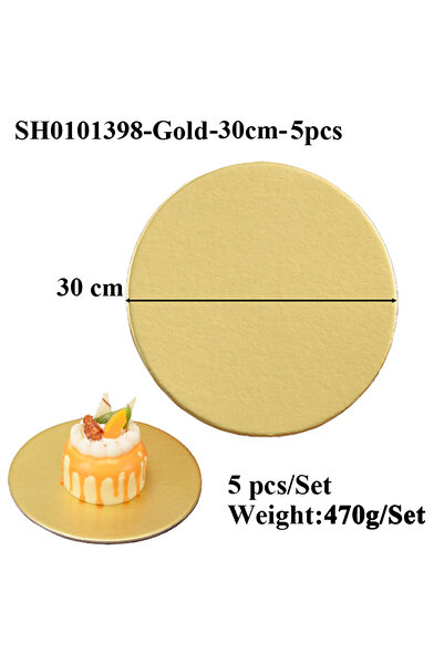 Choice كيك ذهبي 30 سم - 5 قطع قطر الكرتون 10-30 سم متوفر بقاعدة كرتون دائرية ذهبية أو فضية C