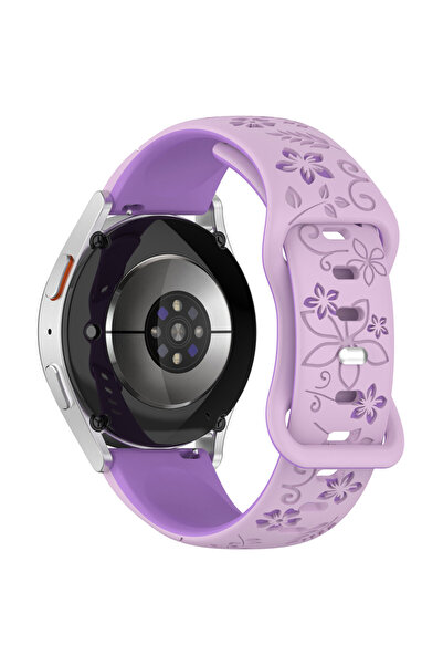 Choice حزام سيليكون منقوش عليه زهور بلونين بنفسجيين مقاس 20 مم، مقاس 18/20/22...