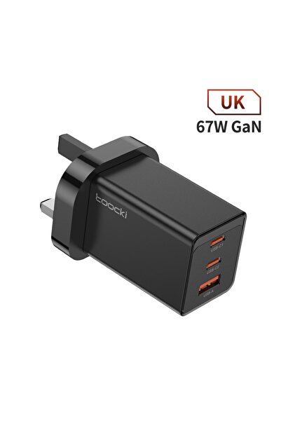 Toocki شاحن Toocki 67 واط أسود من المملكة المتحدة، شاحن USB C GaN 67 واط، شحن...