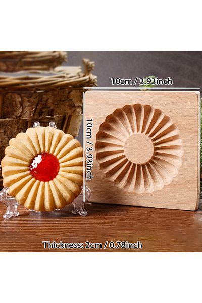 Choice A 3D Wooden Cookie Cutter Moulds for DIY Baking, Engraved Embossed Biscuit Molds, for Gingerbread F.
