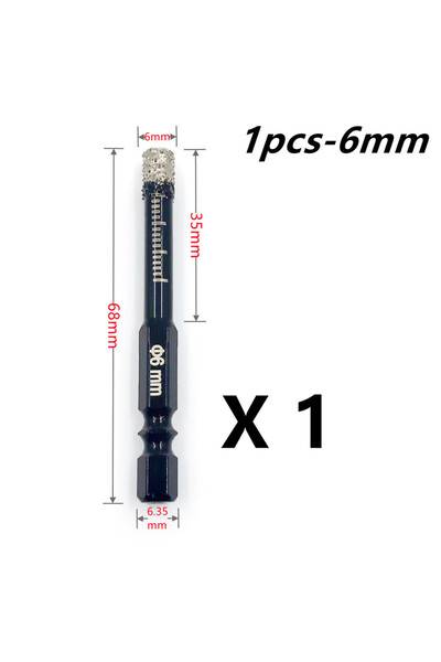 Choice13 1pcs-6mm 5-16mm Hexagonal Shank Brazed Dry Ceramic Tile Drill Bit Ma...