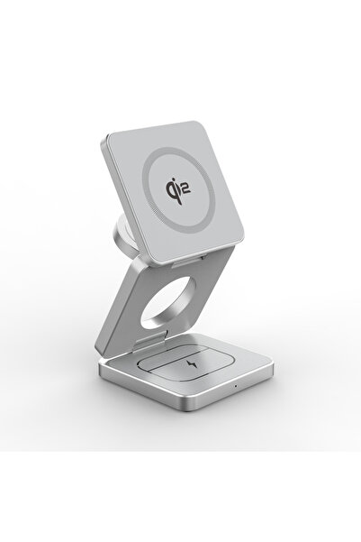 Choice Qi2-Silver Qi2/Qi1 3 في 1 شاحن لاسلكي مغناطيسي 15 واط لهاتف Iphone 17 ...