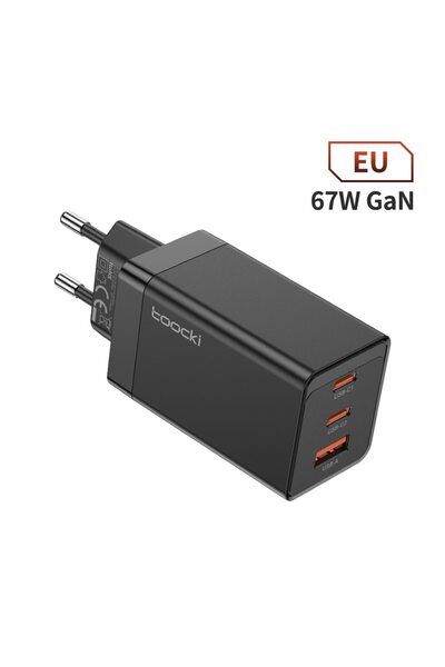 Toocki EU Black 67W 67W GaN USB C Charger Quick Charge 65W QC4.0 PD 3.0 45W U...