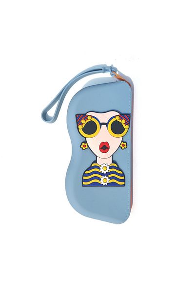 Choice Blue A Silicone Glasses Case for Storage, Featuring A Handle for Hanging, Suitable for Travel and Po