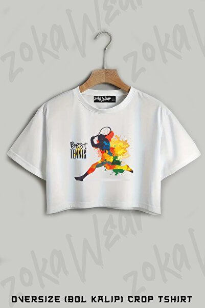 ZOKAWEAR Σειρά τένις 4 Καλύτερο μπλουζάκι με στάμπα τένις Oversize Crop