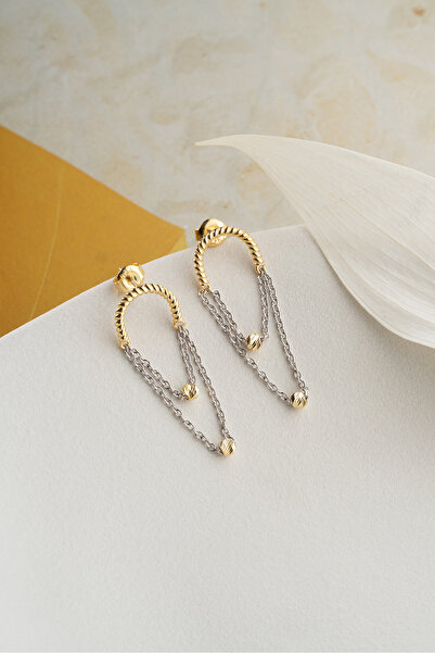 Silvano Jewelry 925 Ayar Gümüş Sallantılı Zincir Küpe