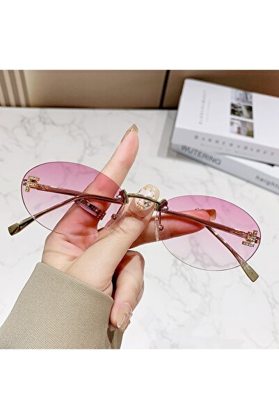 Choice6 Purple Elegant Diamond Oval Sunglasses Male Letter "F" Rimless Sungla...