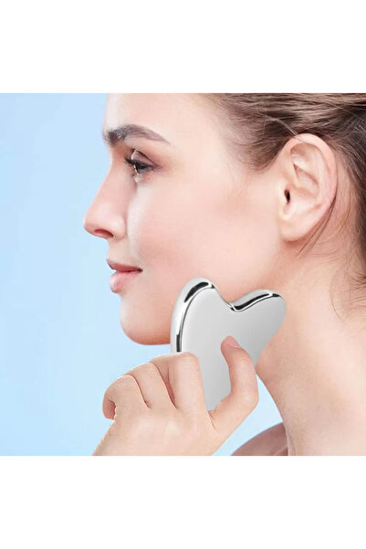 Choice أداة تدليك غوا شا من الفولاذ المقاوم للصدأ قطعة واحدة فضية اللون للوجه...