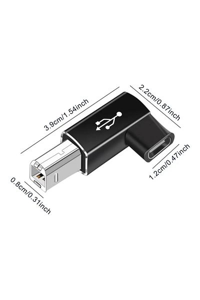 Choice محول طابعة USB 2.0 أسود من النوع C إلى النوع B ذكر للطابعة وقاعدة محرك الأقراص الصلبة وآلة الفاكس