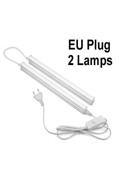 Choice Warm White 2PCS EU Plug 1FT 6W 29CM Desk Lamp T5 Tube LED Bar With Screws for Mounting Under Bookshe