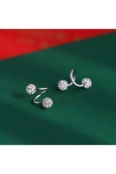 Choice silvery Fashionable and luxurious spherical earrings for women, with s...