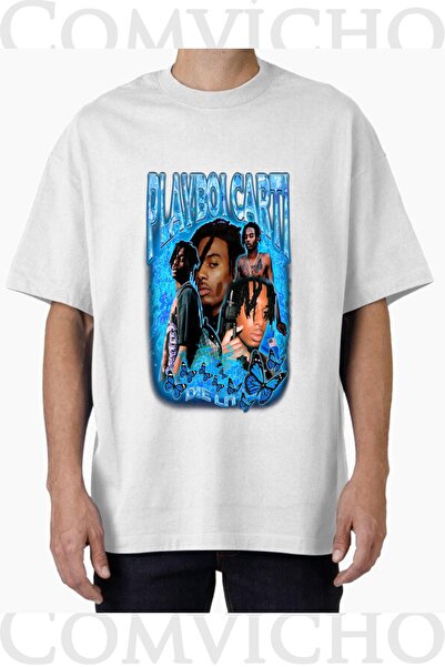 COMVİCHO Unisex Playboi Carti V1 Design Printed Oversize T-Shirt