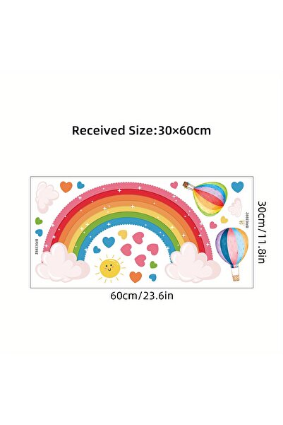 Choice BR63992 Cartoon Cute Rainbow Colorful Heart Balloon Sun Wall Stickers ...