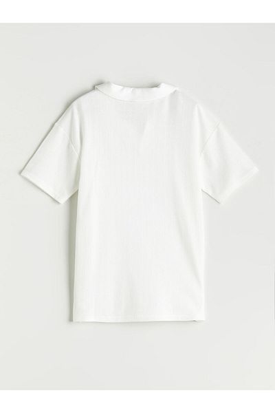 LC Waikiki Beige Polo Neck Textured Boy's T-Shirt
