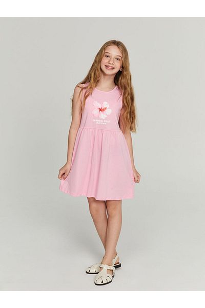 LC Waikiki White Crew Neck Striped Girl's Dress