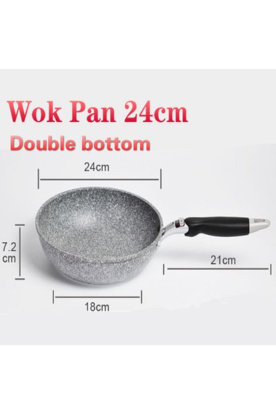 Choice Wok Pan 24cm Durable Stone Frying Wok Pan Non-stick Ceramic Pot Induction Fryer Steak Cooking Gas St