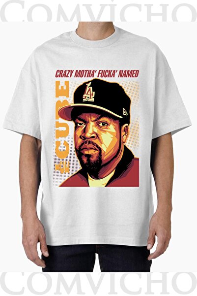 COMVİCHO تي شيرت مطبوع بتصميم Ice Cube v1 للجنسين