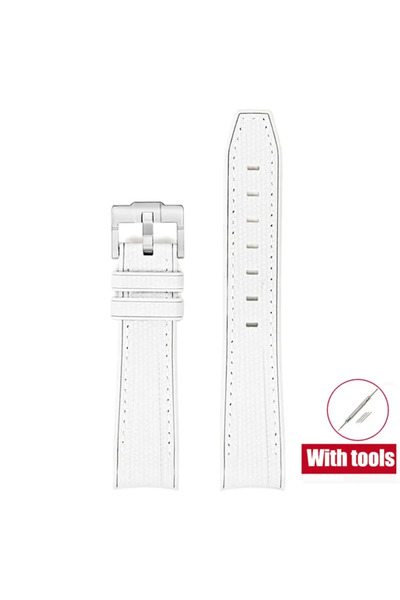Choice حزام أبيض 20 ملم لساعة X Swatch MoonSwatch، حزام سيليكون منحني الطرف ل...