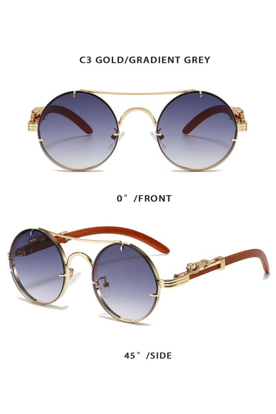 Choice نظارات شمسية C3 للرجال بتصميم دائري عتيق بجسر مزدوج متعدد الألوان للنس...