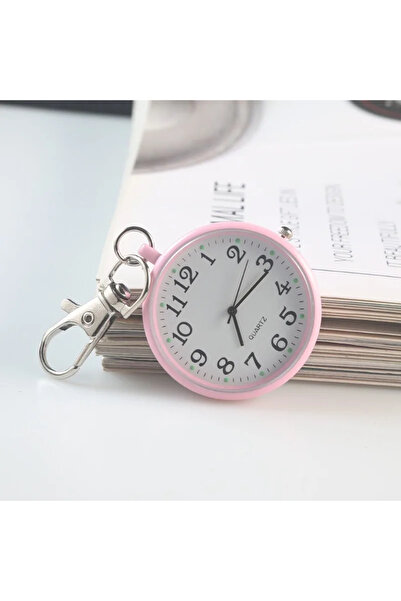 Choice18 Pink Pocket Watches Nurse Pocket Watch with Keyring Doctors Student Exam Quartz Watch Medical Vintag