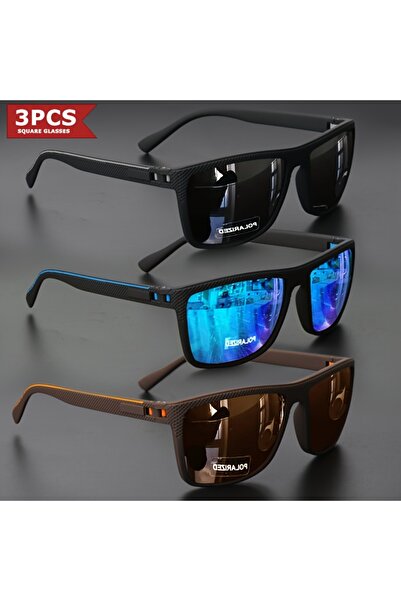 Choice 3 قطع - 4 2025 نظارات شمسية مستقطبة جديدة بإطار مربع عالي الجودة ومفصلات زنبركية وعدسات مطلية متعددة الألوان