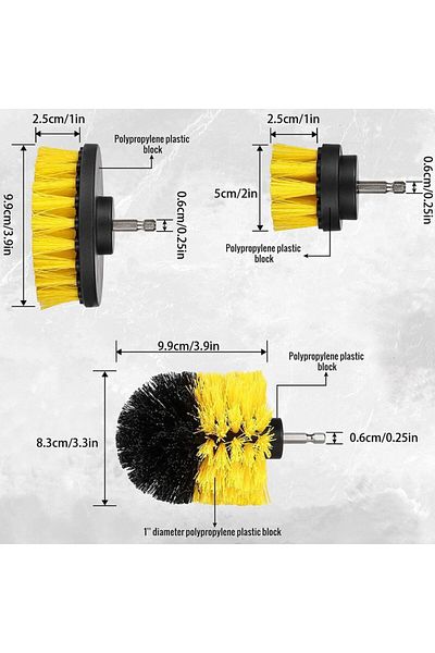OEM Set of 3 electric brushes, Plastic, Yellow/Black