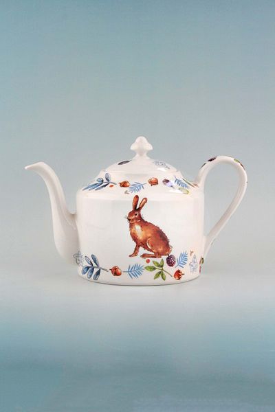 Bursa Porselen Dekor Squirrel & Rabbit Porcelain Teapot