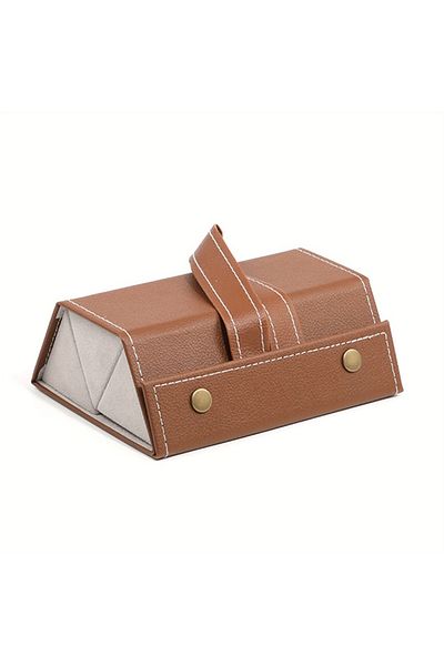 DUTRIEUX light brown 1pc 3/4/5/6 Slot Eyeglasses Storage Box, Foldable Portable Travel Case, Sunglasses Solid