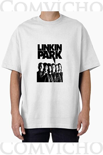 COMVİCHO تي شيرت مطبوع بتصميم Linkin Park V2 للجنسين