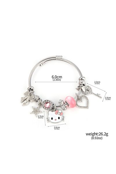 Miniso B00171-04 Cute Girl Sanrio Pink Hello Kitty Colorful Enamel Bracelet Pendant Detachable DIY Bracelet