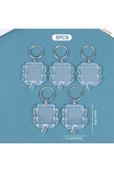 Choice A7 5Pcs 5pcs Blank Photo Frame Keychain Clear Acrylic Keyring Insert Photo Split Key Pendant DIY Key