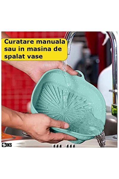 SIKS Tavă de copt, potrivită pentru friteuza cu aer, antiaderentă, silicon, 20x21x6cm, albastră