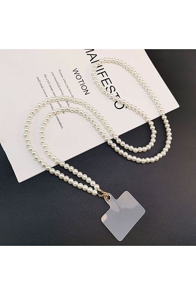 Choice white Long Mobile Phone Lanyard Pearl Crossbody Necklace Chain Strap Hand-beaded Universal Buckle Cl