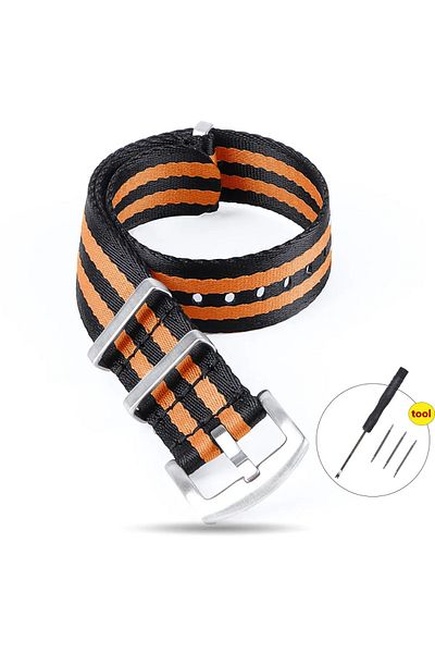 Choice 20mm 3Black 2Orange High Density Nylon Strap for Omega Seamaster 007 20mm 22mm Soft Nylon Bracelet f