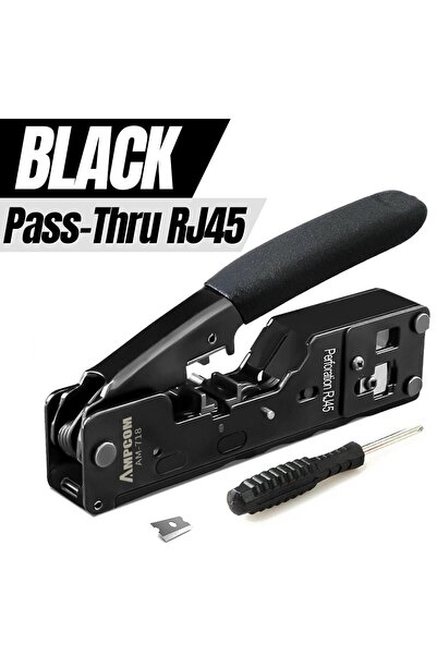 Choice1 Black AMPCOM EZ-Type RJ45 Network Crimper - Crimp/Cut LAN CAT8/7/6A/6/5E (STP/UTP/With Tail Clip) &