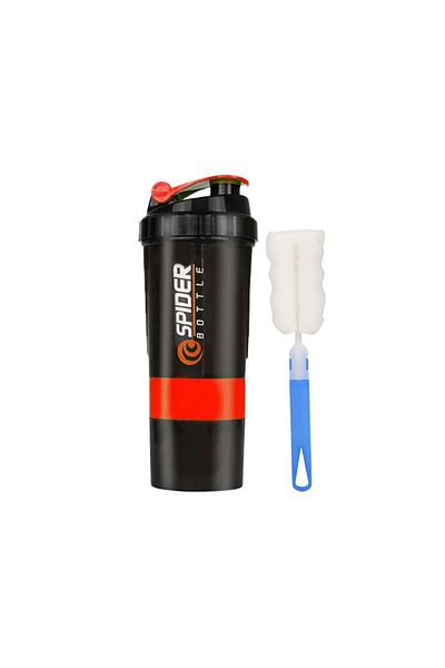 Choice 501-600ml Red 2pcs 3 Layers Shaker Protein Bottle Powder Shake Cup Water Bottle Plastic Mixing Cup B