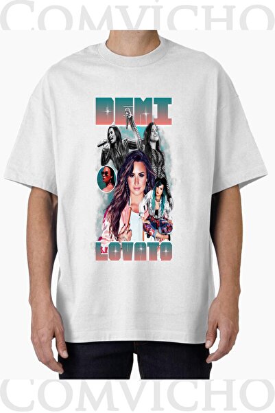 COMVİCHO Unisex Demi Lovato V1 Design Printed Oversize T-Shirt