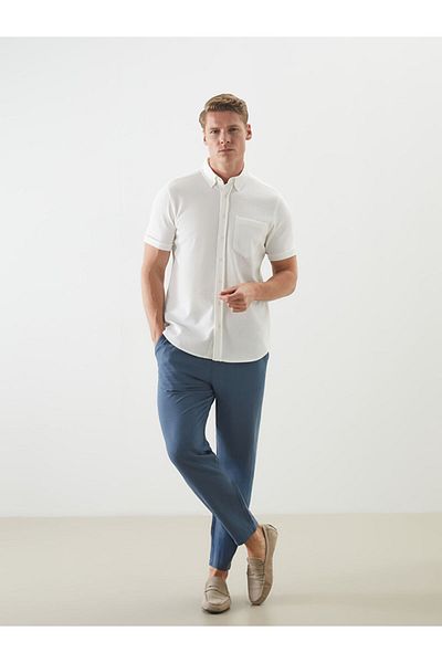 LC Waikiki Ecru Regular Fit Short Sleeve Men's Shirt