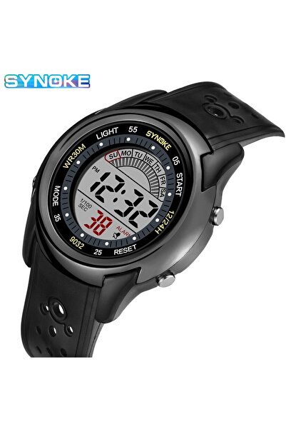 Choice ساعة SYNOKE الإلكترونية السوداء للرجال، ساعة رياضية متعددة الوظائف، مق...