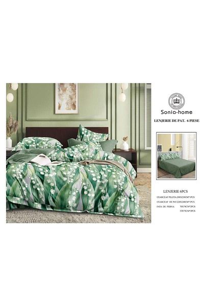 Sonia-home 6-piece satin cotton underwear – Sonia Home Damask Lacrimoiare Green