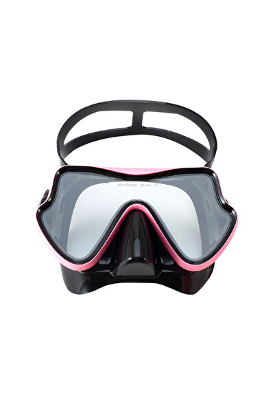 Choice قناع غوص وردي-أسود، نظارات سباحة، غوص سكوبا، تنورة سيليكون، زجاج مقسّى، بانورامي عالي الدقة