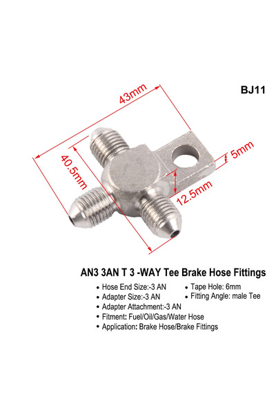 Choice5 BJ11 AN3 Motorcycle Motor Bike Hydraulic Brake Oil Hose Line Banjo Fi...