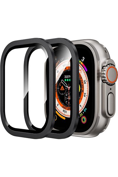 Choice Ultra 1 2 49MM 2PCS Black-Black 2PCS Metal Frame+Glass for Apple Watch Ultra 49mm Full Cover Screen