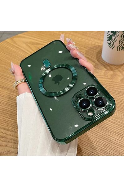 Choice For iPhone 13 Alpine Green Fashion Plating Magnetic Soft Case For Magsafe For iPhone 15 14 13 12 11