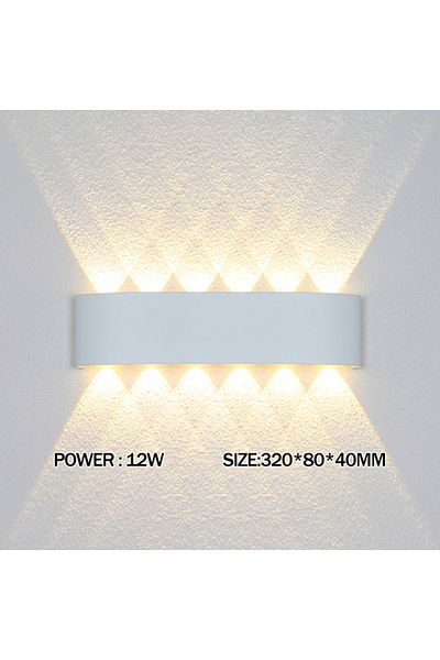 Choice Warm White (2700-3500K) 12W White Up and Down LED Wall Lamp Waterproof IP65 Aluminium Interior Wall