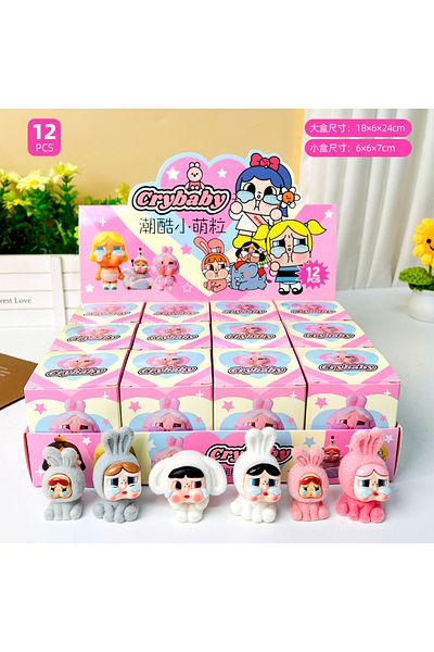 Choice 12pcs set Flocking Crying Baby Blind Box Ornament Little Police Officer 3d Cute Particle Doll Trendy